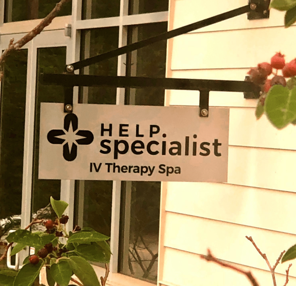 Help Specialist IV Therapy Spa sign