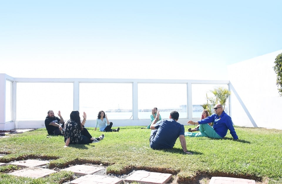 A group therapy session at New Roots Ibogaine in Tijuana, Mexico
