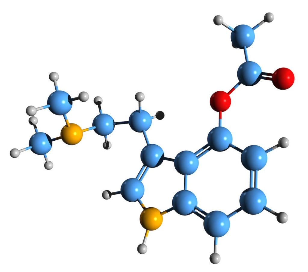 The molecular chemical structure of 4-AcO-DMT