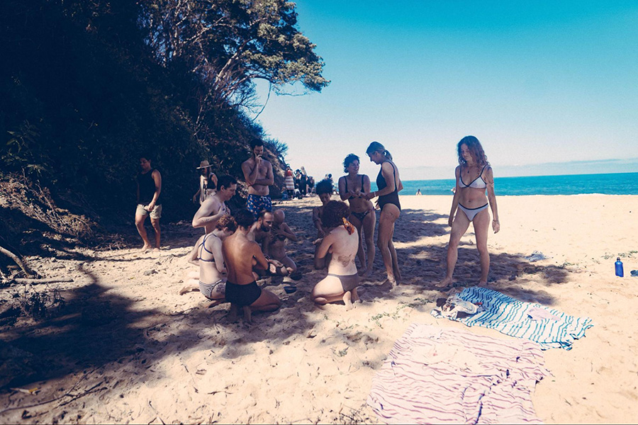 Retreat participants on the beach at Soul Medicine, psilocybin retreat in Nayarit, Mexico.