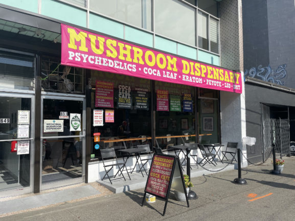 The exterior of a Vancouver magic mushroom dispensary