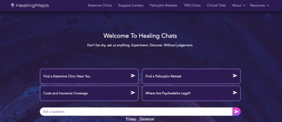 HealingChat HealingMaps AI Chatbot psychedelic assisted therapies