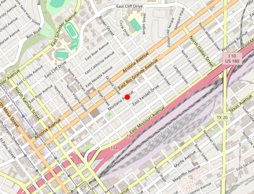 Map showing location of Alfredo H. Arellano, PMHCNS-BC in El Paso, TX