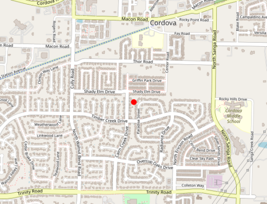 Map showing location of Athena Care Memphis in Cordova, TN
