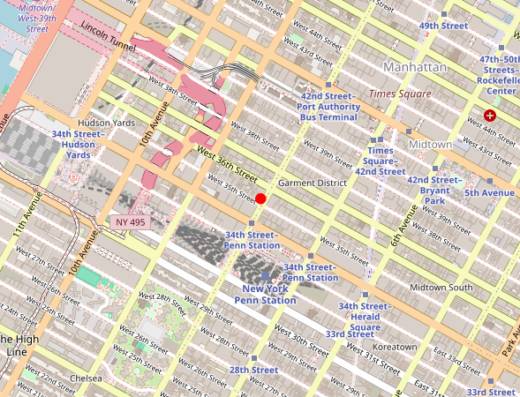 Map showing location of Atlas Men's Health in New York City, New York