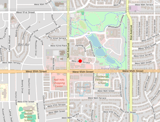 Map showing location of Awakenings KC in Prairie Village, KS