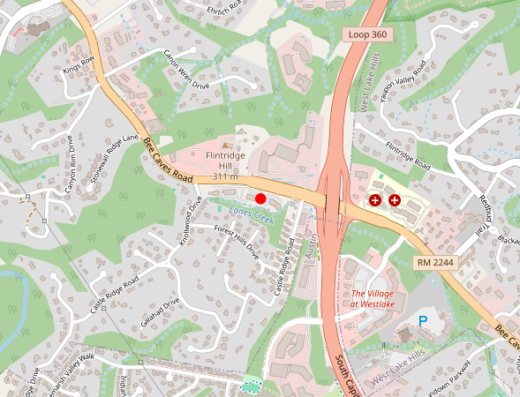 Map showing location of BEAUX MedSpa in Austin, Texas