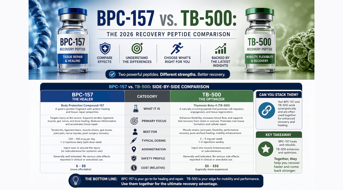 BPC-157 vs TB-500: Complete Comparison (2026)
