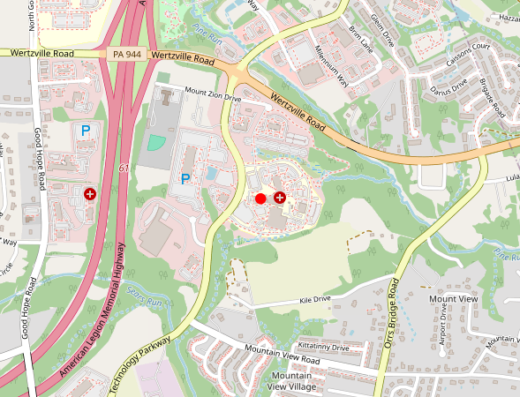 Map showing location of Burick Center Ketamine Institute in Mechanicsburg, PA