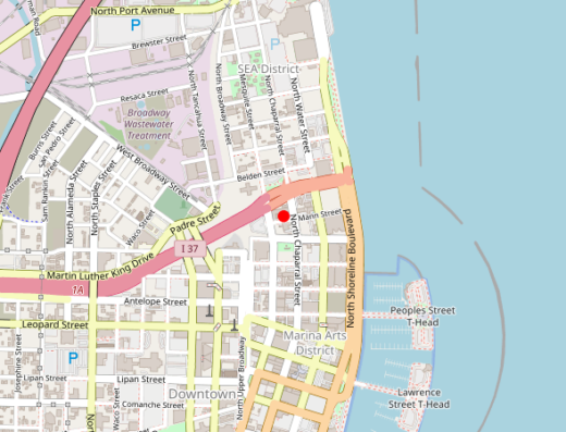 Map showing location of CC Integrative Clinic in Corpus Christi, TX