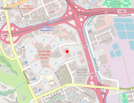 Map showing location of Epic Living Medical Center in Pleasanton, California