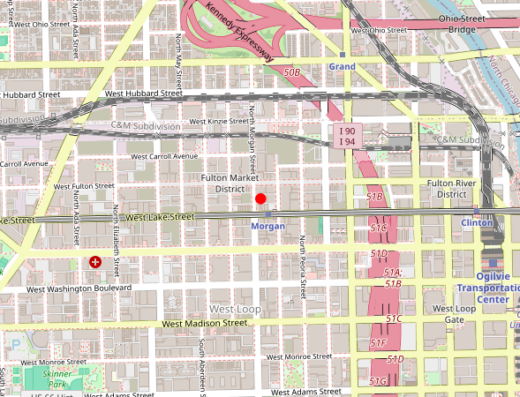 Map showing location of Luxury Psychiatry Clinic in Chicago, IL