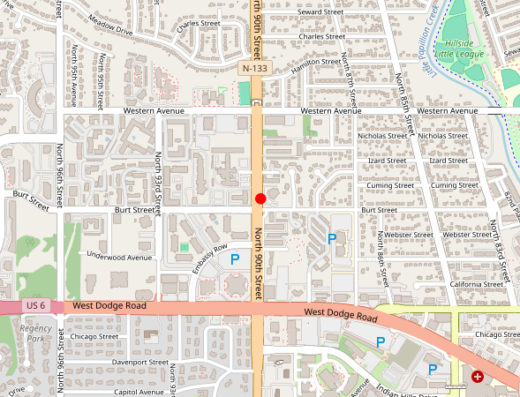 Map showing location of Midwest Pain Clinics in Omaha, NE