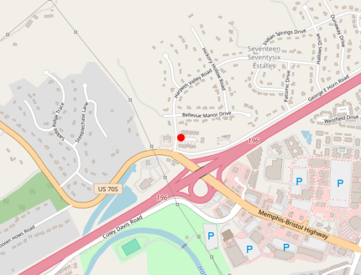 Map showing location of Nashville Health Pro in Nashville, Tennessee