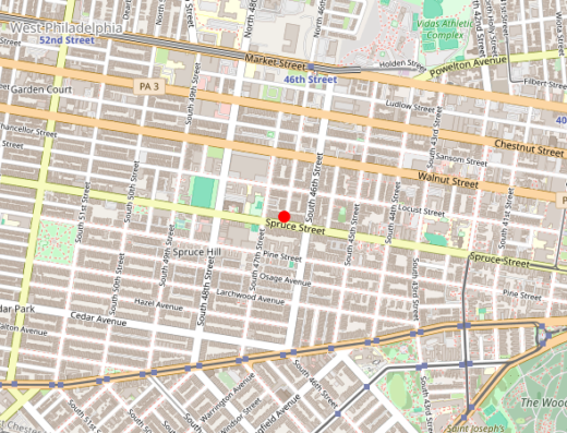 Map showing location of SoundMind Center in Philadelphia, PA