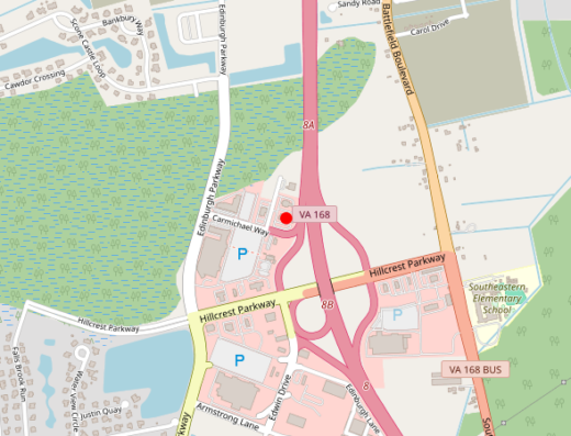 Map showing location of South Chesapeake Psychiatry in Chesapeake, VA
