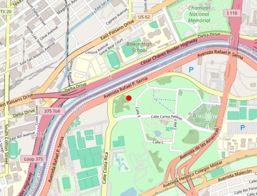 Map showing location of Texas Tech Health El Paso Department of Psychiatry in El Paso, TX