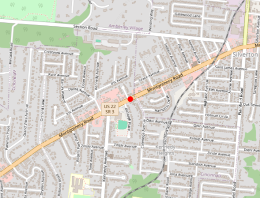 Map showing location of The Anxiety Center in Cincinnati, OH