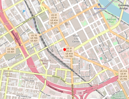Map showing location of VIP Weight Loss, Anti-Aging & Quick Care in Nashville, Tennessee