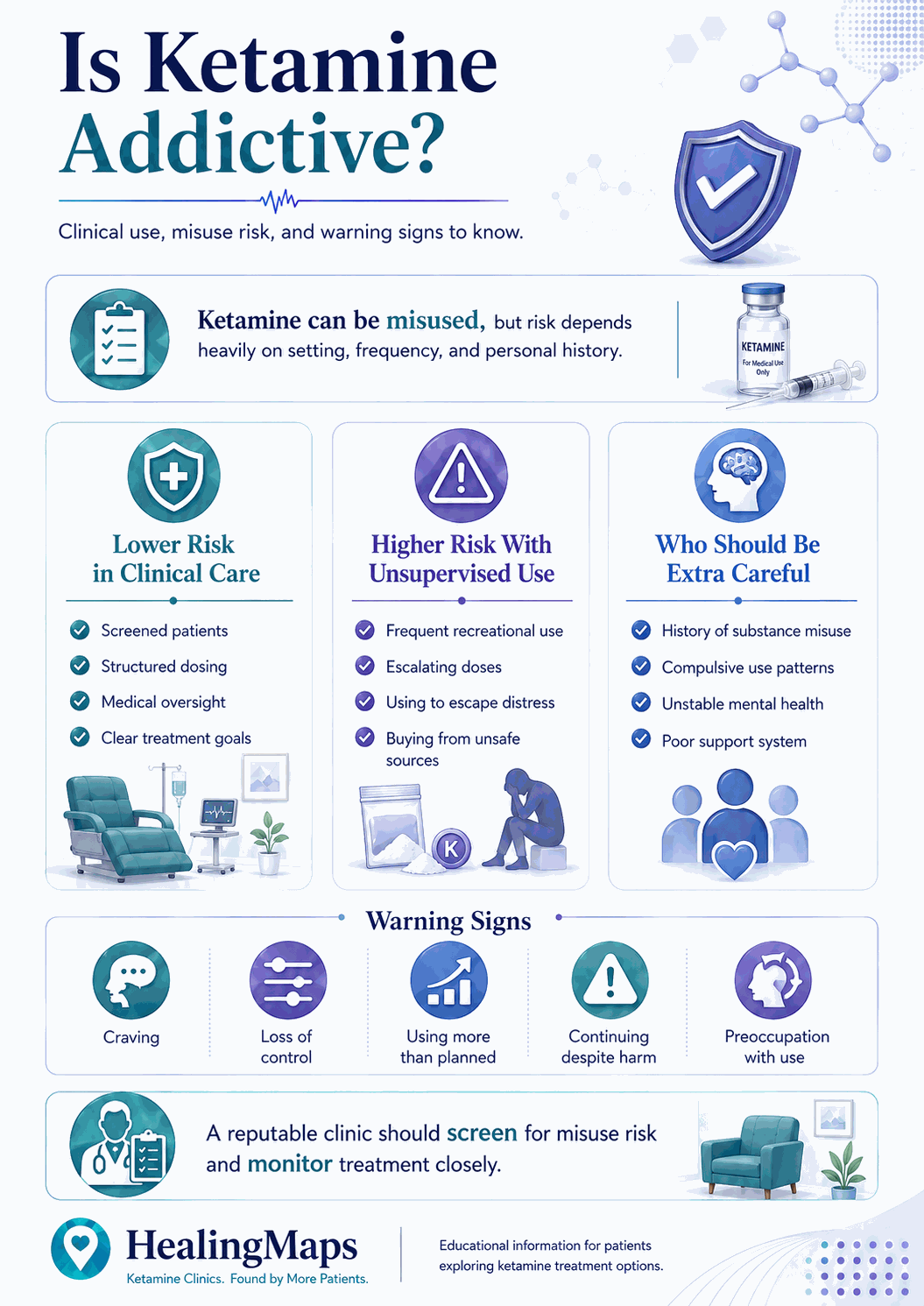 Is ketamine addictive — therapeutic vs recreational risk profile