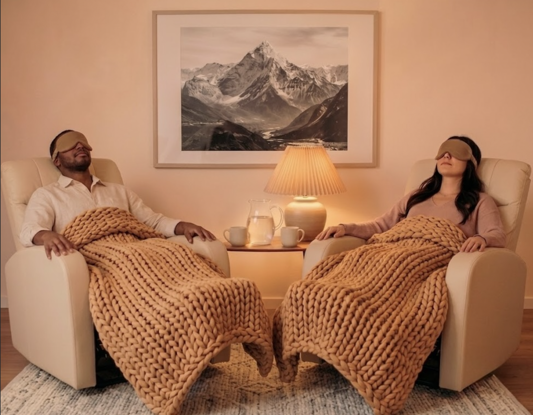 Couples ketamine-assisted therapy session setup at Elixir Wellness Collective